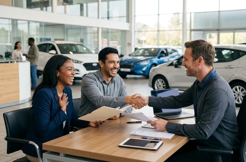 Customer getting answers about their car loan